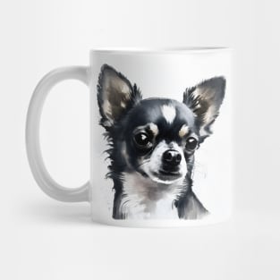 Black and White Chihuahua Watercolor Portrait Mug